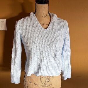 Tilly’s White Fawn Light Blue Chenille Sweater Size XL